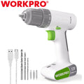 WORKPRO 12V Cordless Drill Driver Set 3/8-Inch Keyless Chuck 6PCS Bits 18 Touque