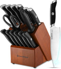 Kitchen Knife Set With Block Stainless Steel With Sharpener Rod