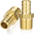 2-Pack Brass 1/2" PEX to 3/8" NPT Male Connector Fitting, Lead-Free