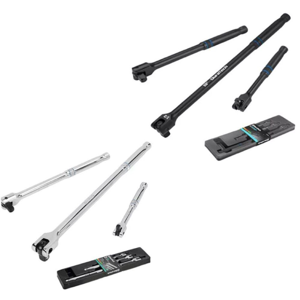 Chrome Alloy Breaker Bar Set 3-Piece with Rotatable Head by Unbranded