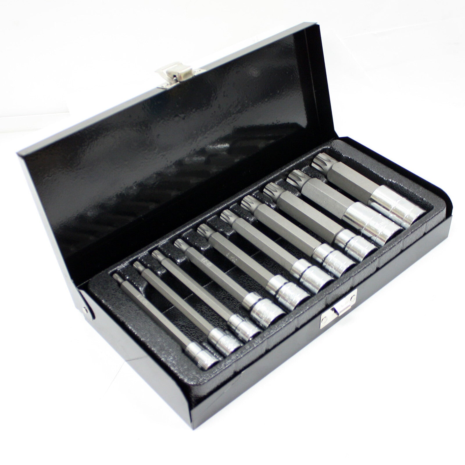 10PC XZN Triple Square 4" Long Spline Bit Socket Set Metric Tamper-Proof Cr-V