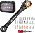 WORKPRO 34PC Offset Ratcheting Screwdriver Low Profile Ratch