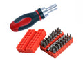 Stubby Ratchet 1/4"(6.25mm) Reversible Driver Handle+34pc S2 Security