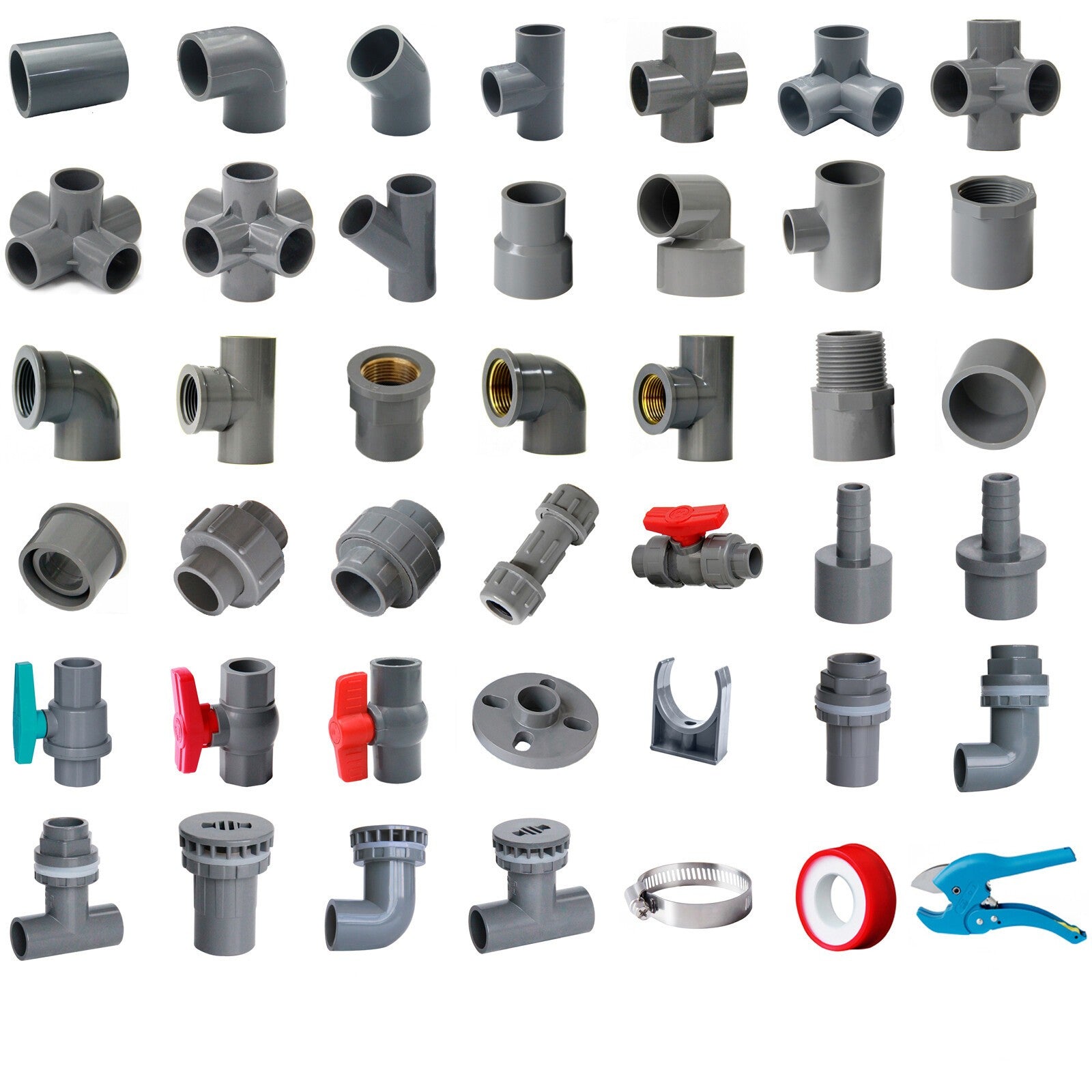 Grey PVC Pressure Pipe Fittings