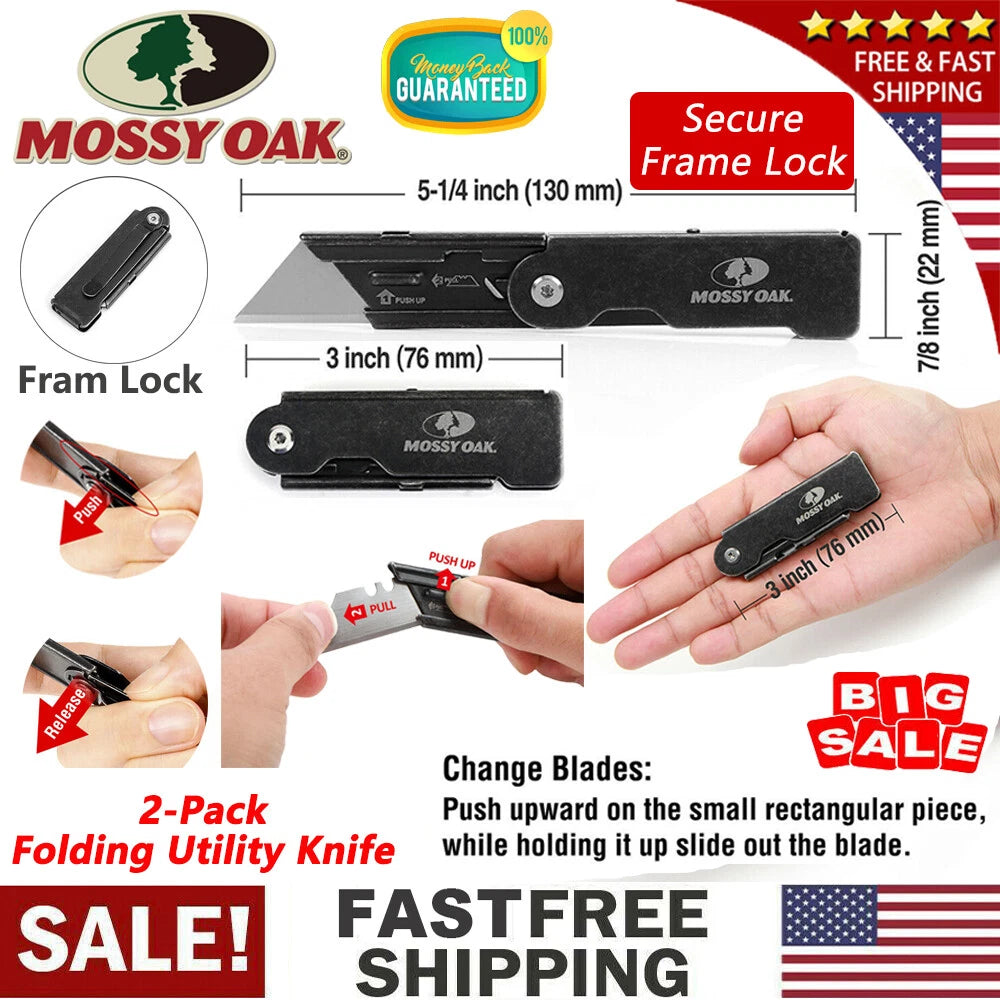 Compact Folding Utility Knife Heavy Duty Pocket Knife Box Cutter Fast