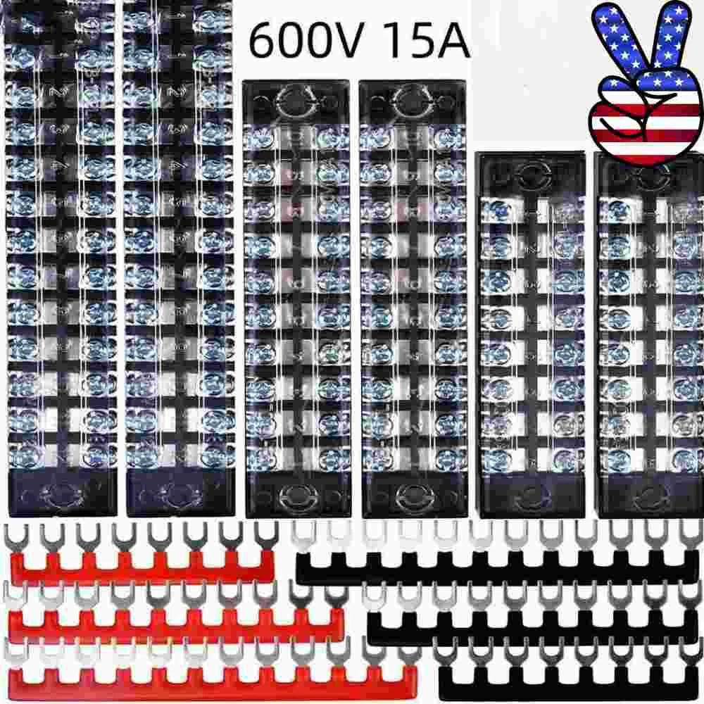 Dual Row 3-12 Position 600V Screw Connector Terminal Block Barrier