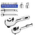 Workpro Stubby Ratchet & Bit Driver Set , 1/4", 3/8" Drive Ratchet