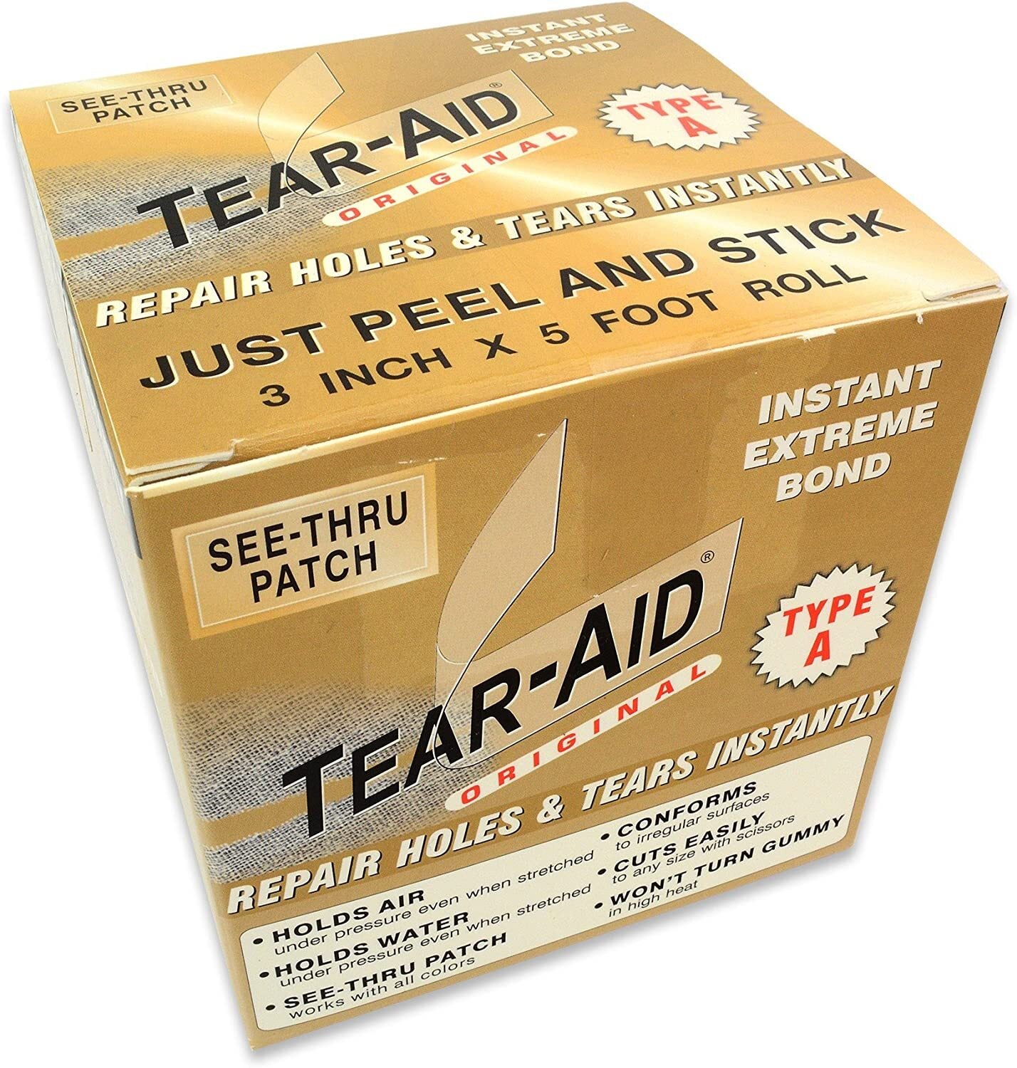 Tear Aid Type A 3" x 5ft Roll (75mm x 1.5m) Fabric Repair Camping Etc