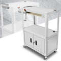 22"-42" Adjustable Height Gray Steel Av Cart Usb Power Strip W/
