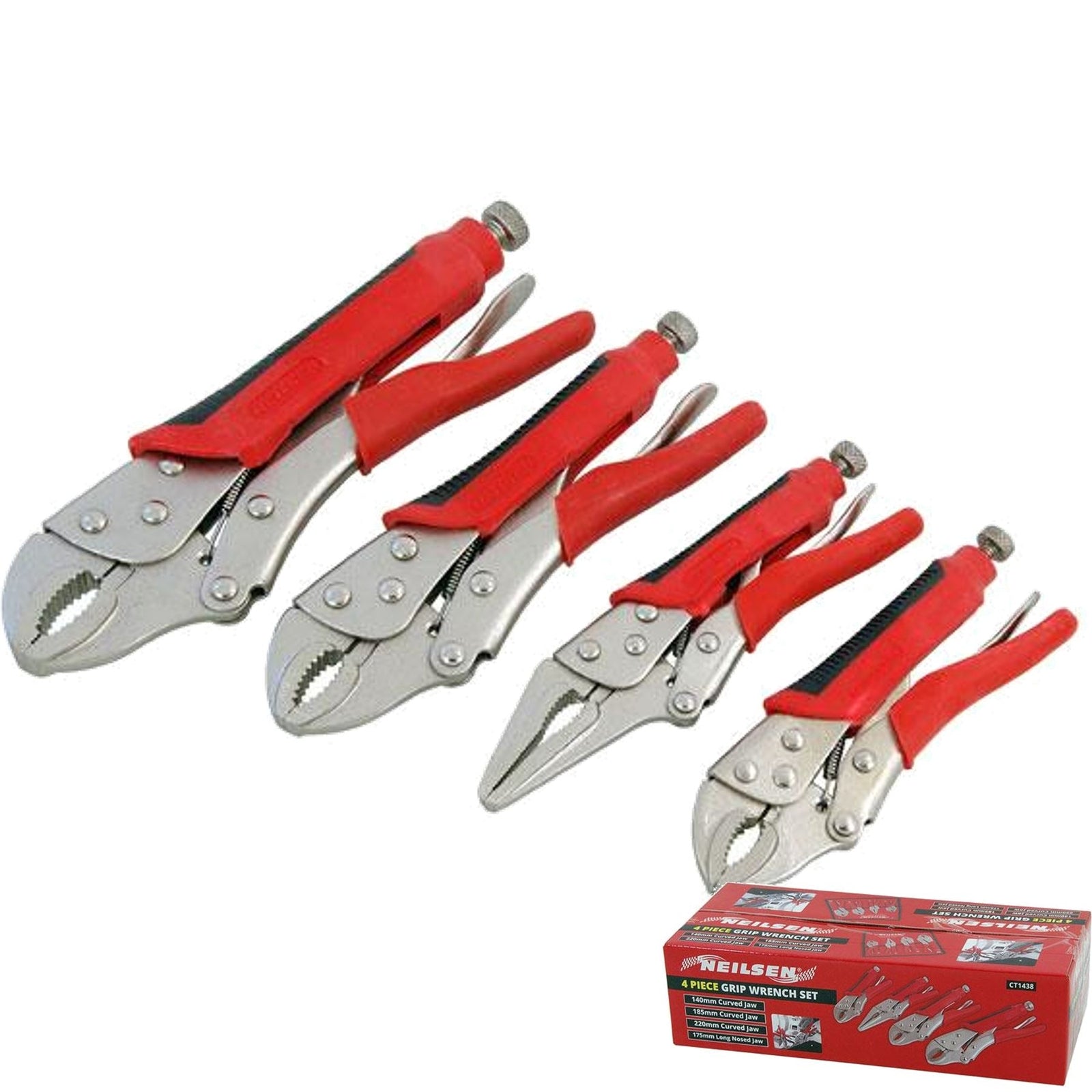 Neilsen 4pc Locking Mole Grip Vice Plier Set