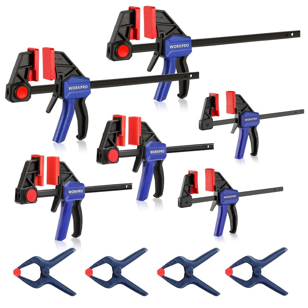 WORKPRO 6" (2) Mini (2) Light Duty 12" (2) Wood Clamp 1"(4) Spring