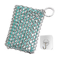 HAUSHOF Cast Iron Scrubber Cleaner Sponges Chainmail Scrubber with Silicone Core
