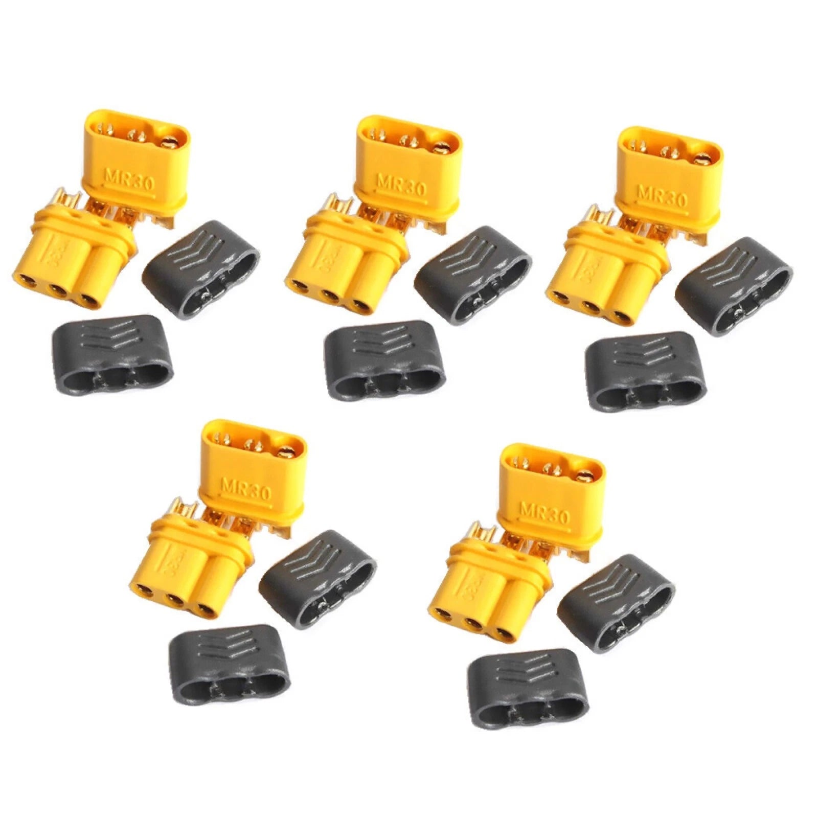 5pair Amass Mr30 Connector Plug With Sheath Female & Male For Rc Lipo