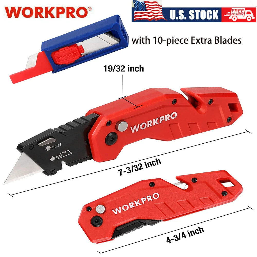 Workpro Folding Utility Knife Quick Change Blade Utility Cutter With