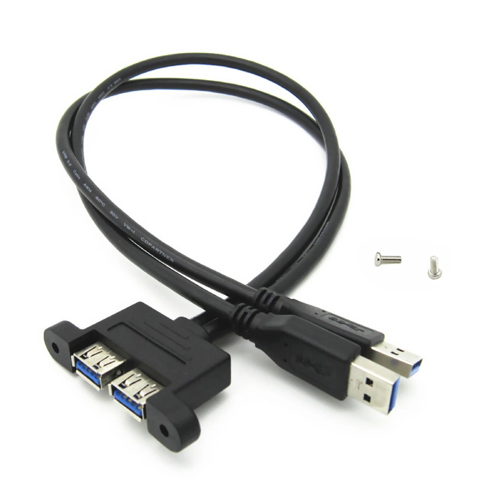 30cm Dual Usb 3.0 A Male To Usb 3.0 Female Extension Cable Panel