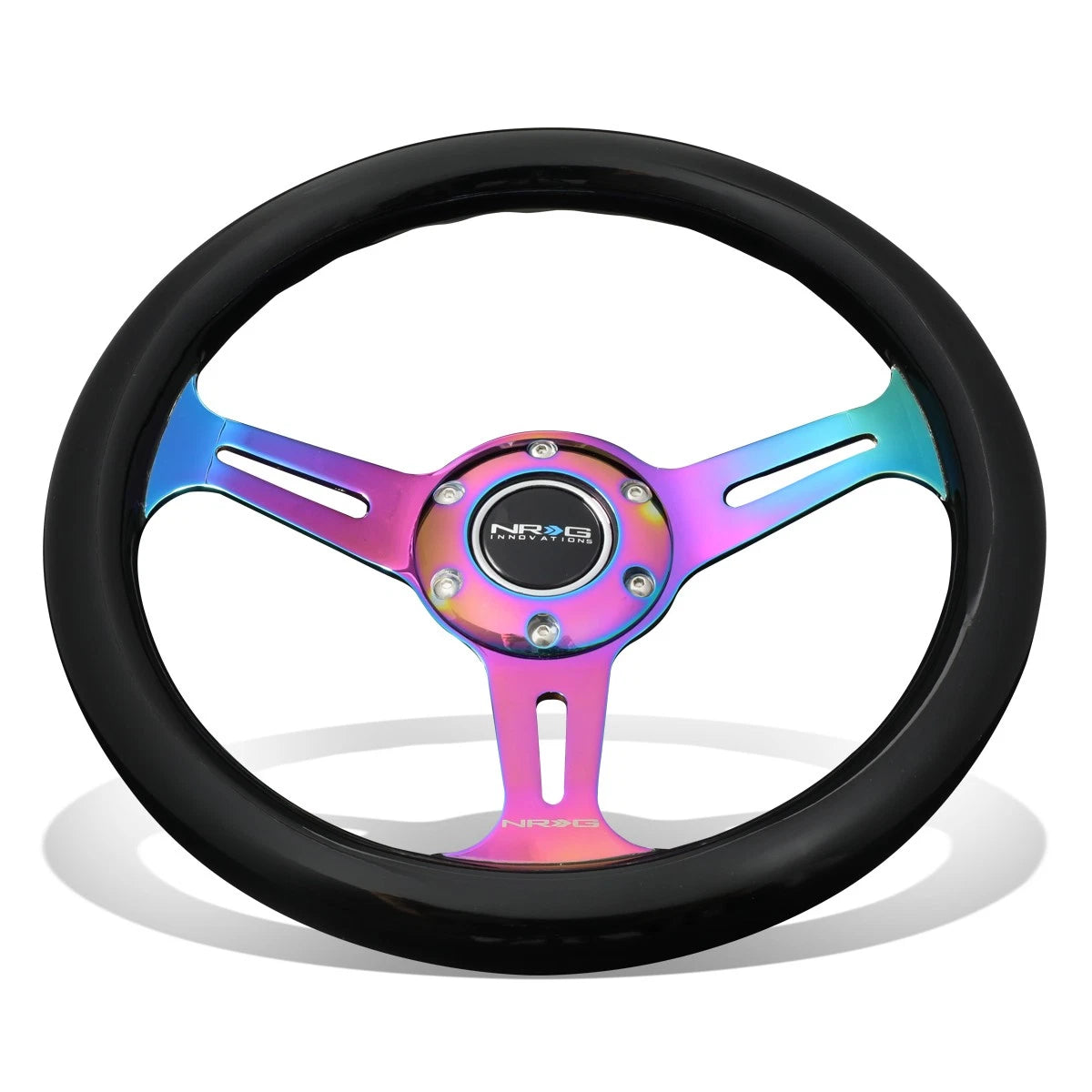 Nrg 31cm Black Wood Grain Grip Neo Chrome Spoke | Built Supply Co