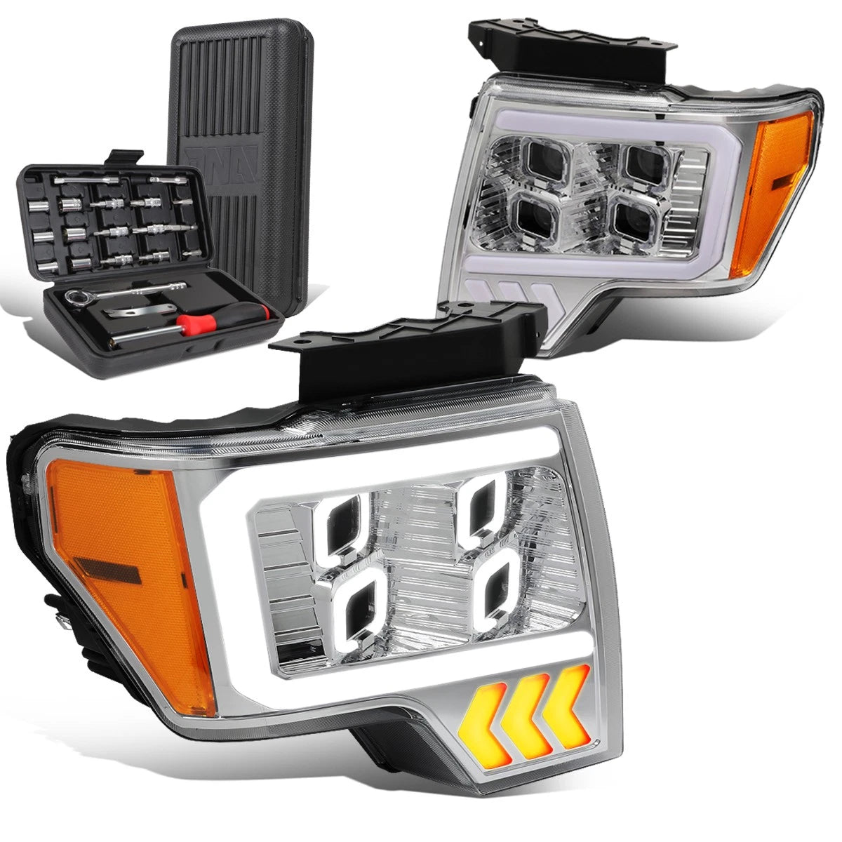 For 2009-2014 Ford F-150 Led Drl Halo Chrome Amber | Built Supply Co