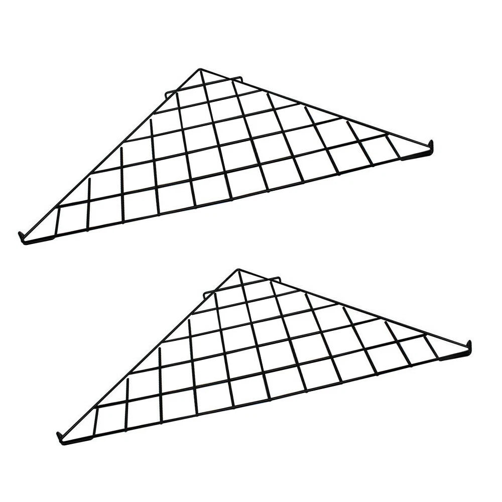 Corner Triangle Black Wire Grid Slat Grid Shelf 24x 24 X 32