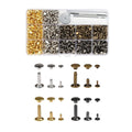 240 Sets Leather Rivets Double Cap Tubular Metal Studs Tool For Belt