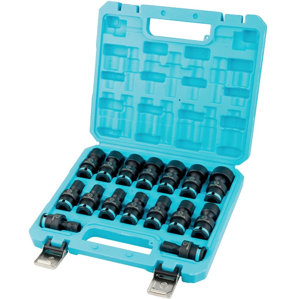 Duratech 3/8"drive Impact Swivel Socket Set Shallow Universal Wobble