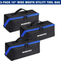 Workpro 10" Wide Mouth Utility Tool Bag With Zipper 3-pack