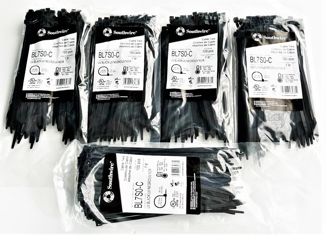 Southwire 7" UV Black Nylon Wire Cable Zip Ties - 50lb by Southwire