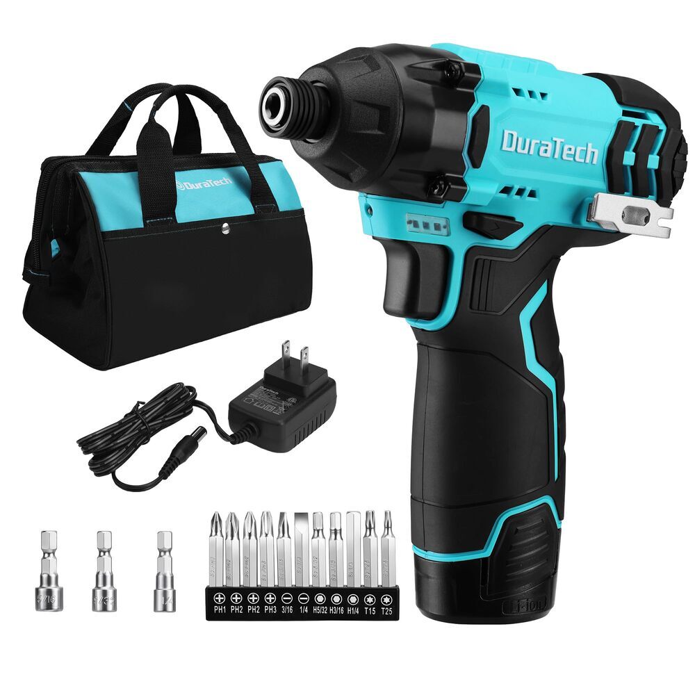 DURATECH 12V Cordless Impact Driver 1/4” Electric Impact Driver 0-2400RPM LED