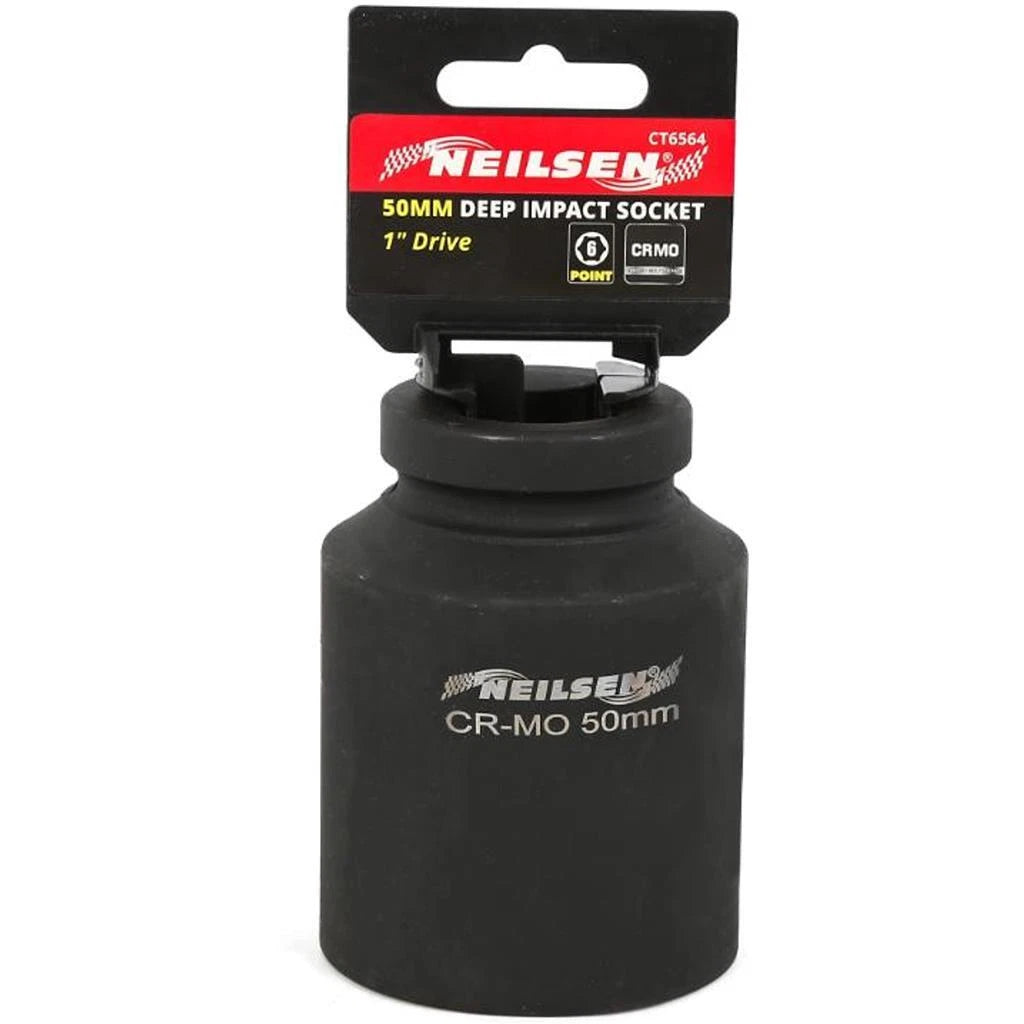 Neilsen 1" Drive Standard Deep Square Metric Single Impact Socket 50mm