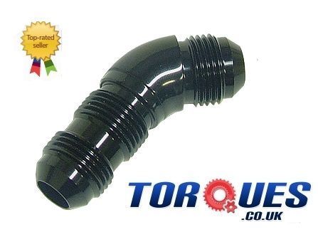 An 10 (10an An10 ) 45 Degree Swept Bulkhead Fitting in Stealth Black