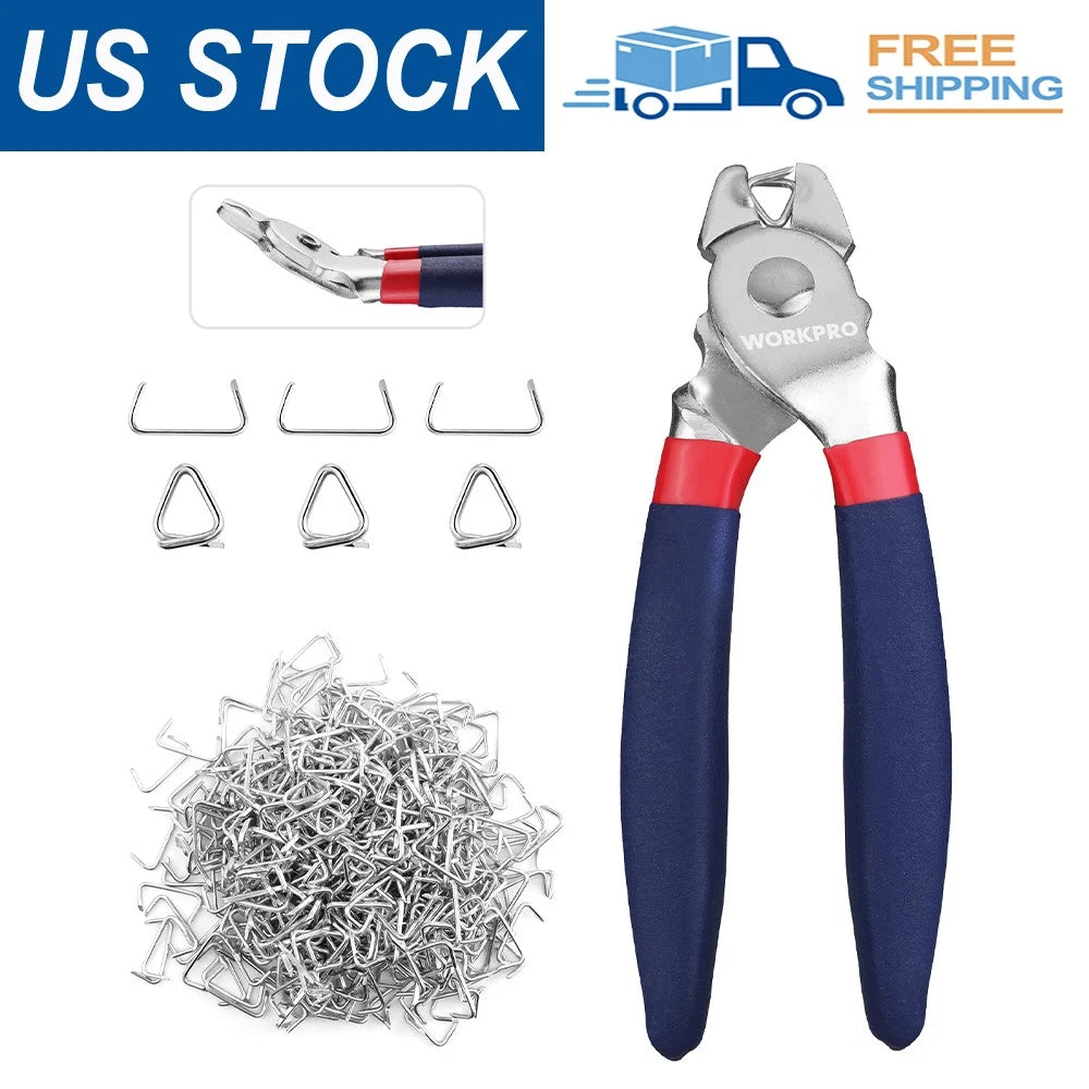 Workpro Bent Hog Ring Pliers With 3/4" Hog Rings Auto Upholstery New