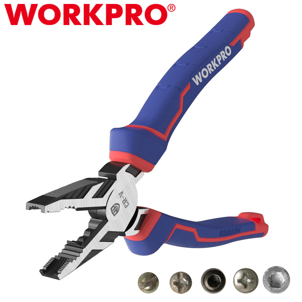 Workpro 8" Linesman Combination Plier Screw Extractor Pliers Screw