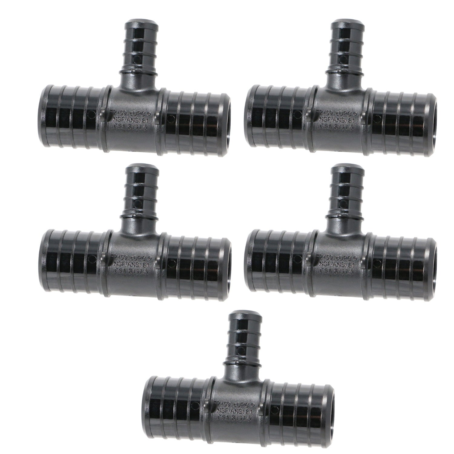 5 Pack XFITTING 1" x 1" x 1/2" PEX-B Tee, Poly Alloy, Lead F