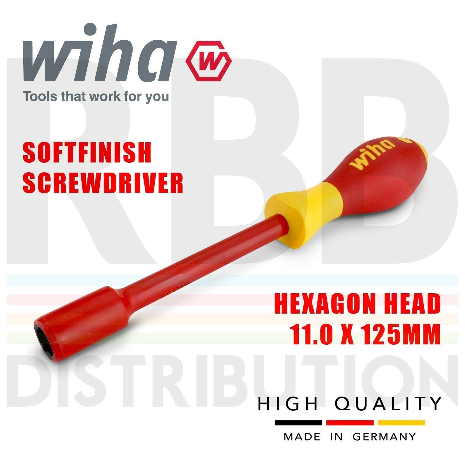 Wiha 00862 Hex Driver Screwdriver 1000v VDE Electrician 11mm SoftFinish GripOpen
