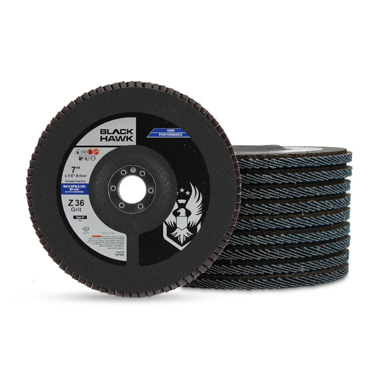 10 Pack - 7" x 7/8" 36 Grit Zirconia Flap Discs Coarse Grinding Wheels T27