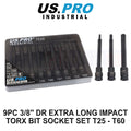 Us Pro Industrial 3/8" Dr Extra Long Impact Star Torx Bit Socket Set