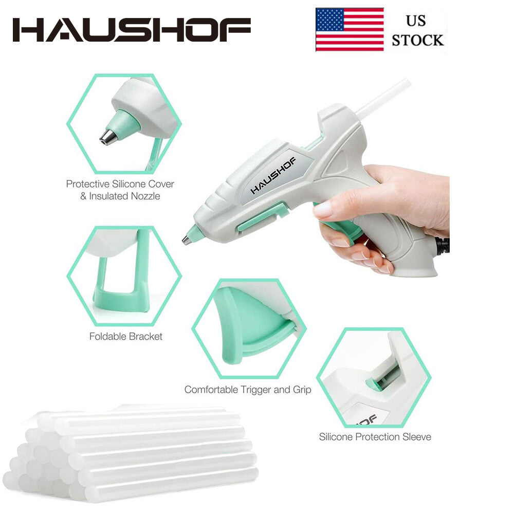HAUSHOF 20W 120V Mini Hot Glue Gun Kit for Crafts & DIY w/20PCS Hot