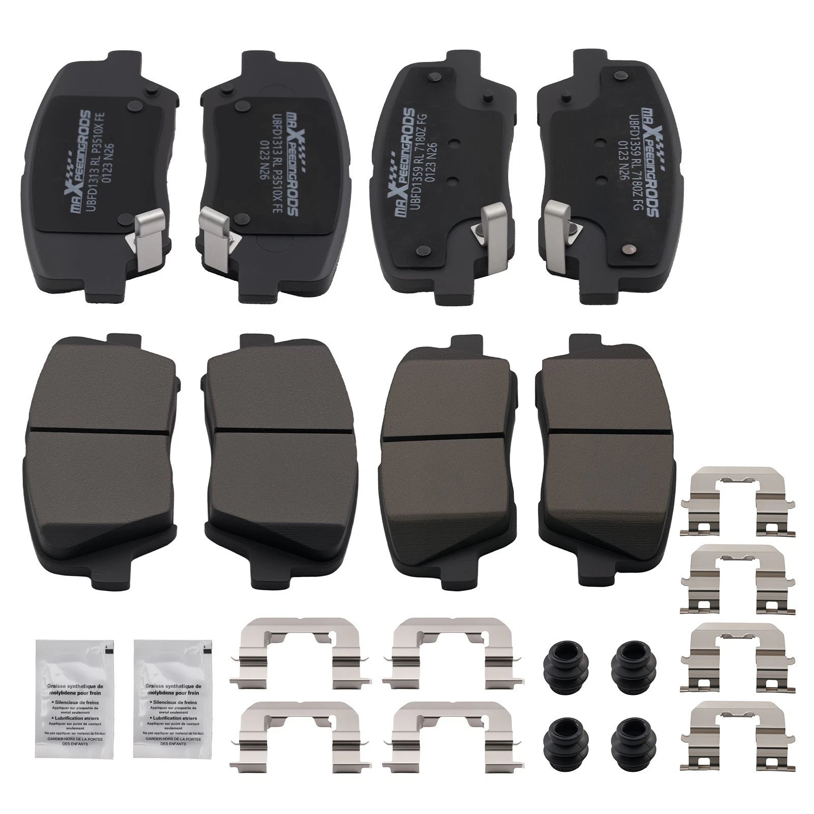 8x Front Rear Brake Pads Kit for Hyundai Santa Fe 2010-2012/Kia Sorento 2011-15