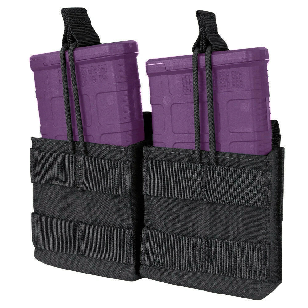 Tactical Molle Double Open-top Mag Pouch For 7.62/308 Mag - Black
