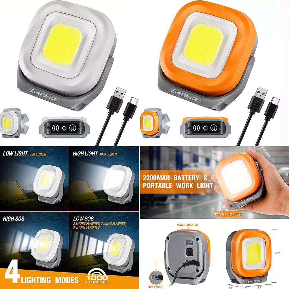Orange/gray Rechargeable Magnetic 1000 Lumen Led Work Light Super