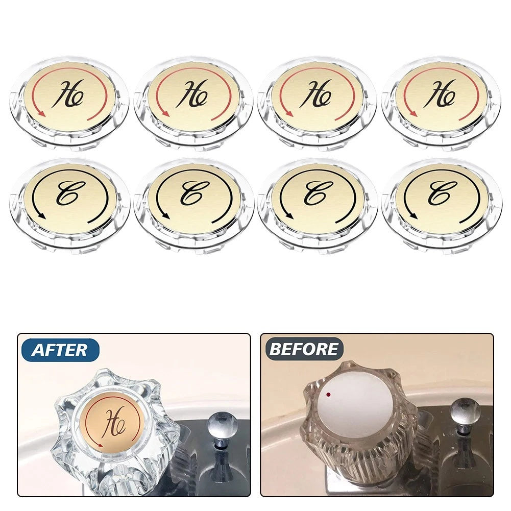8 Pack Faucet Index Buttons Hot Cold Knob Stickers | Built Supply Co