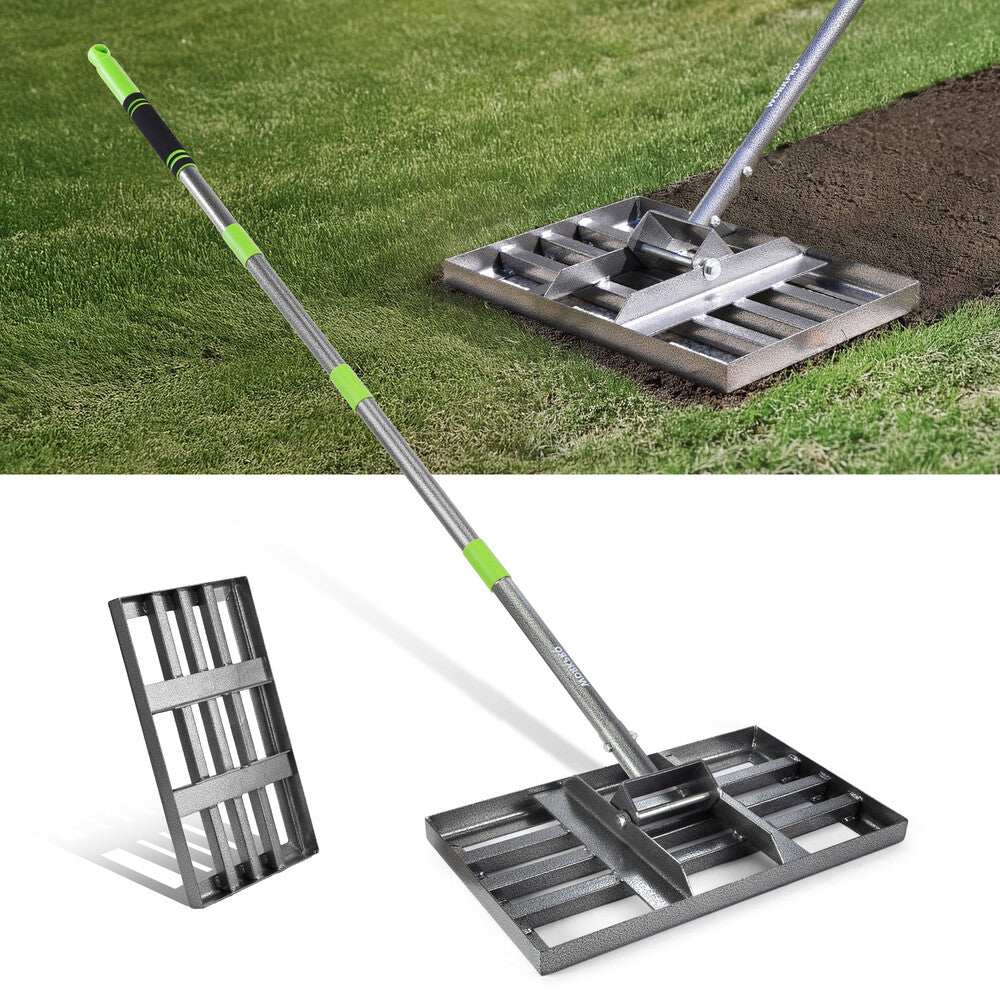 Workpro Heavy Duty Lawn Leveling Rake 6ft Adjustable Handle 17"x10"