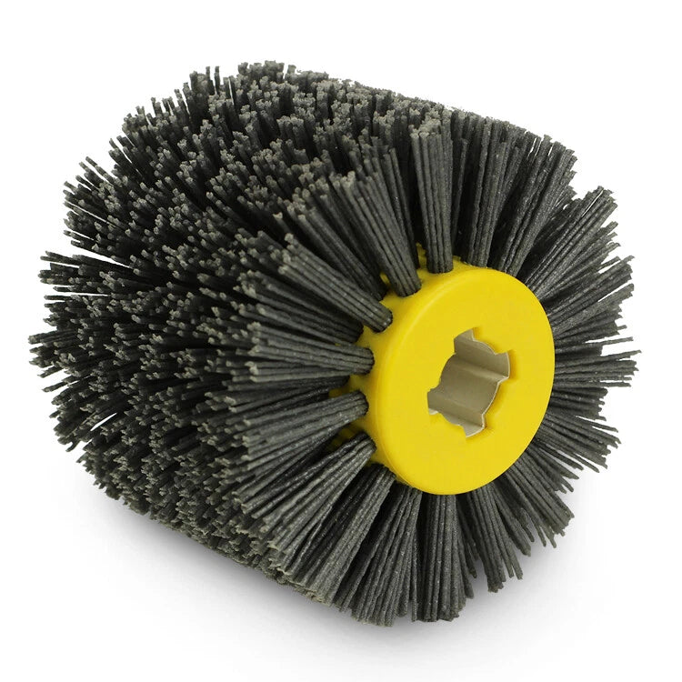 4.5" x 4" BHA Nylon Wire Brush Abrasive Drum 3/4" Quad Keyway, Rust Removal