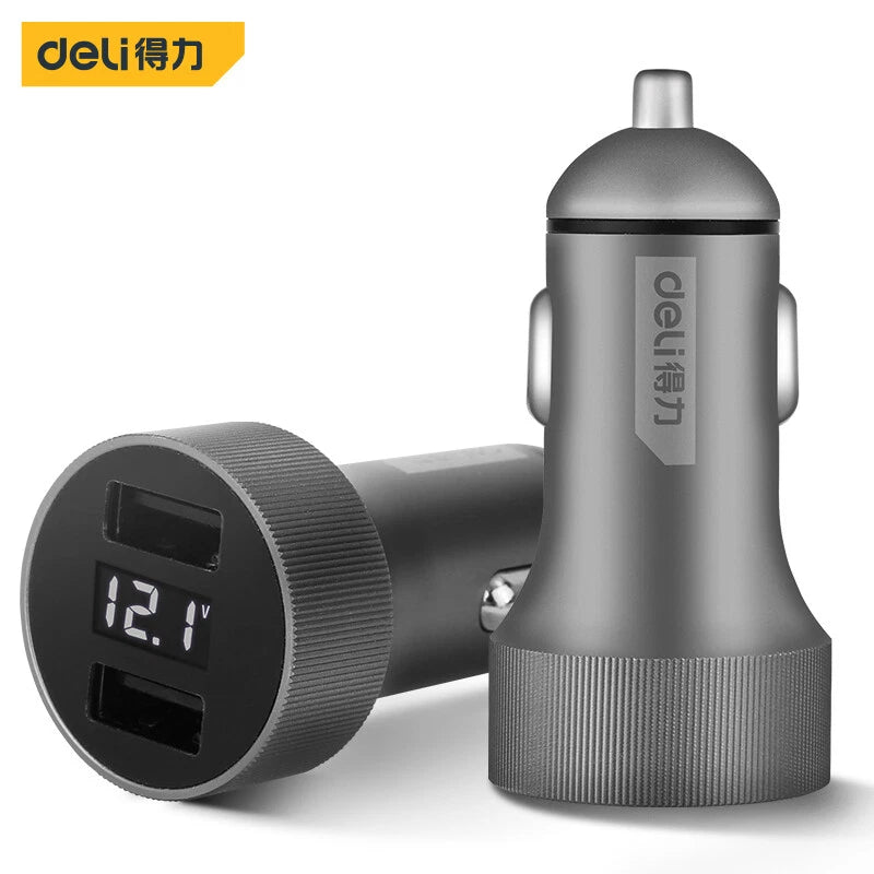 Deli 3.6a (Max) Digital Display Vehicle Usb Charger