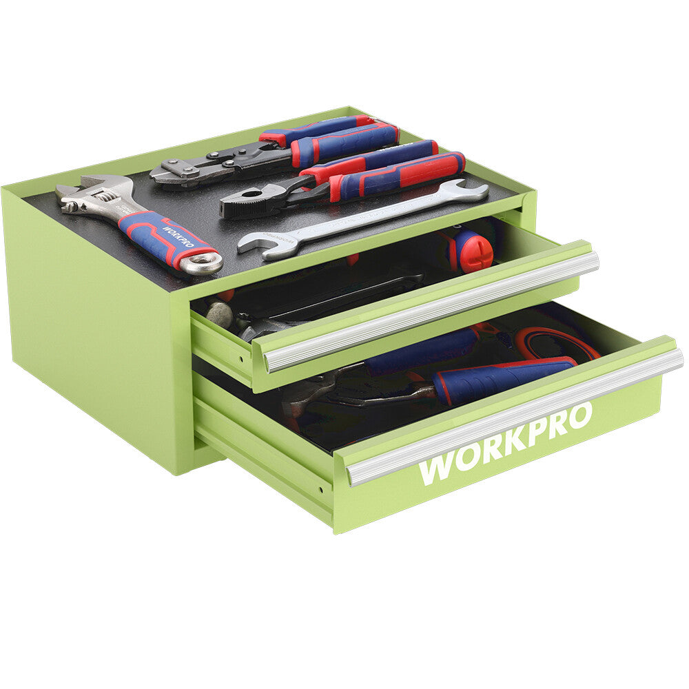 Workpro Mini Tool Box 12.5" Small Metal Tool Chest 2 Drawer & 1 Open