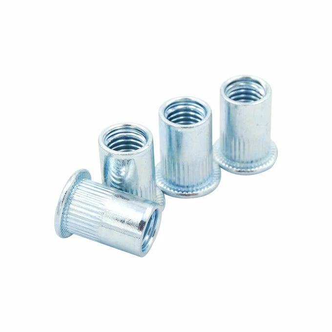 Rivet Nut Insert Nutsert Threaded Steel Zinc Plated Flat Head Knurled