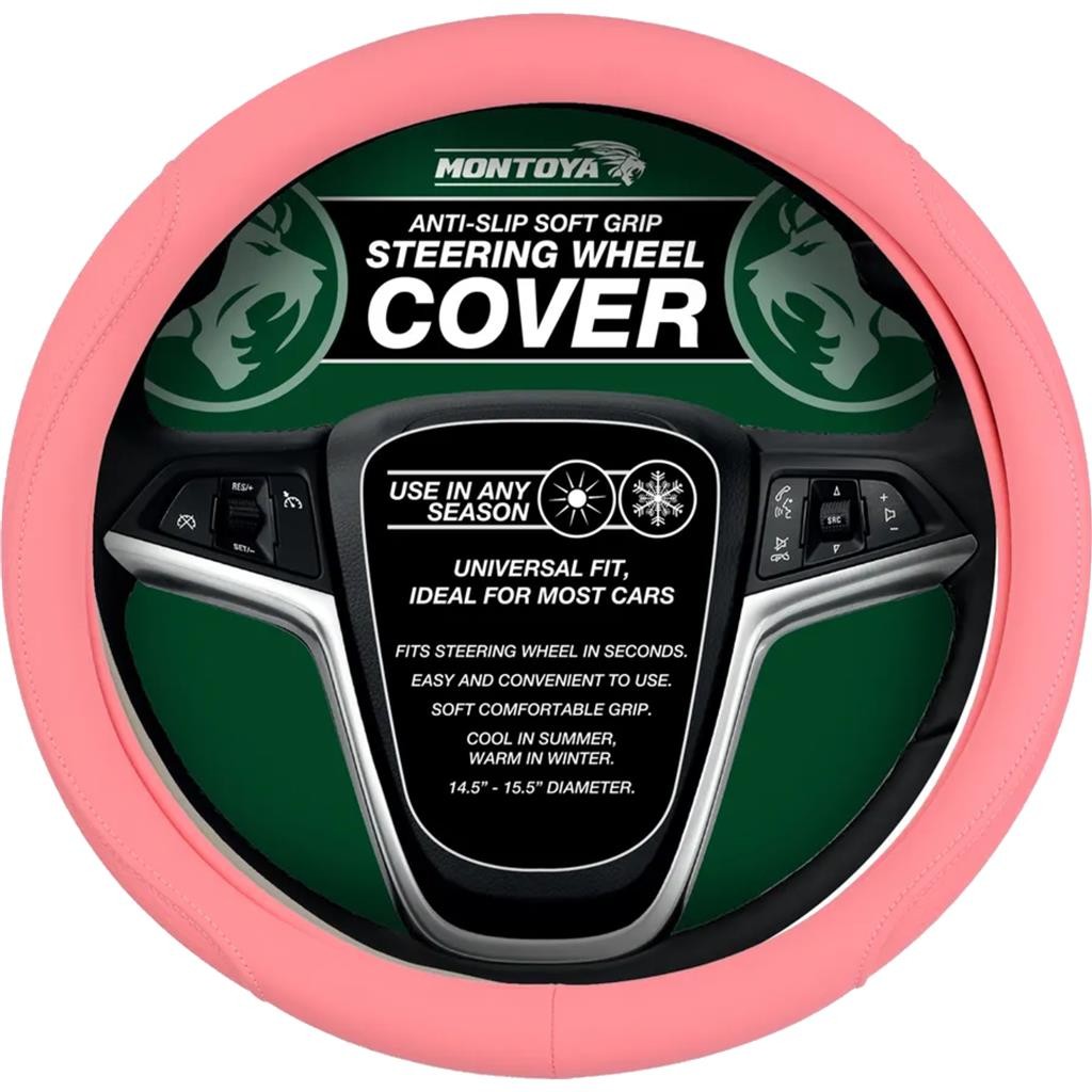 Montoya Universal 15" Pink Leather Look Alike Steering Wheel Cover Soft Grip Car