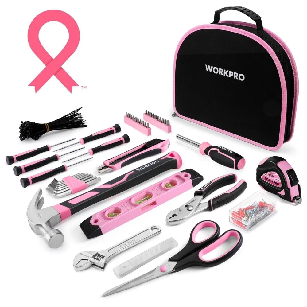 Household Tool Kit Pink Tool Kit Pink Tool Set W/carrying Round Pouch