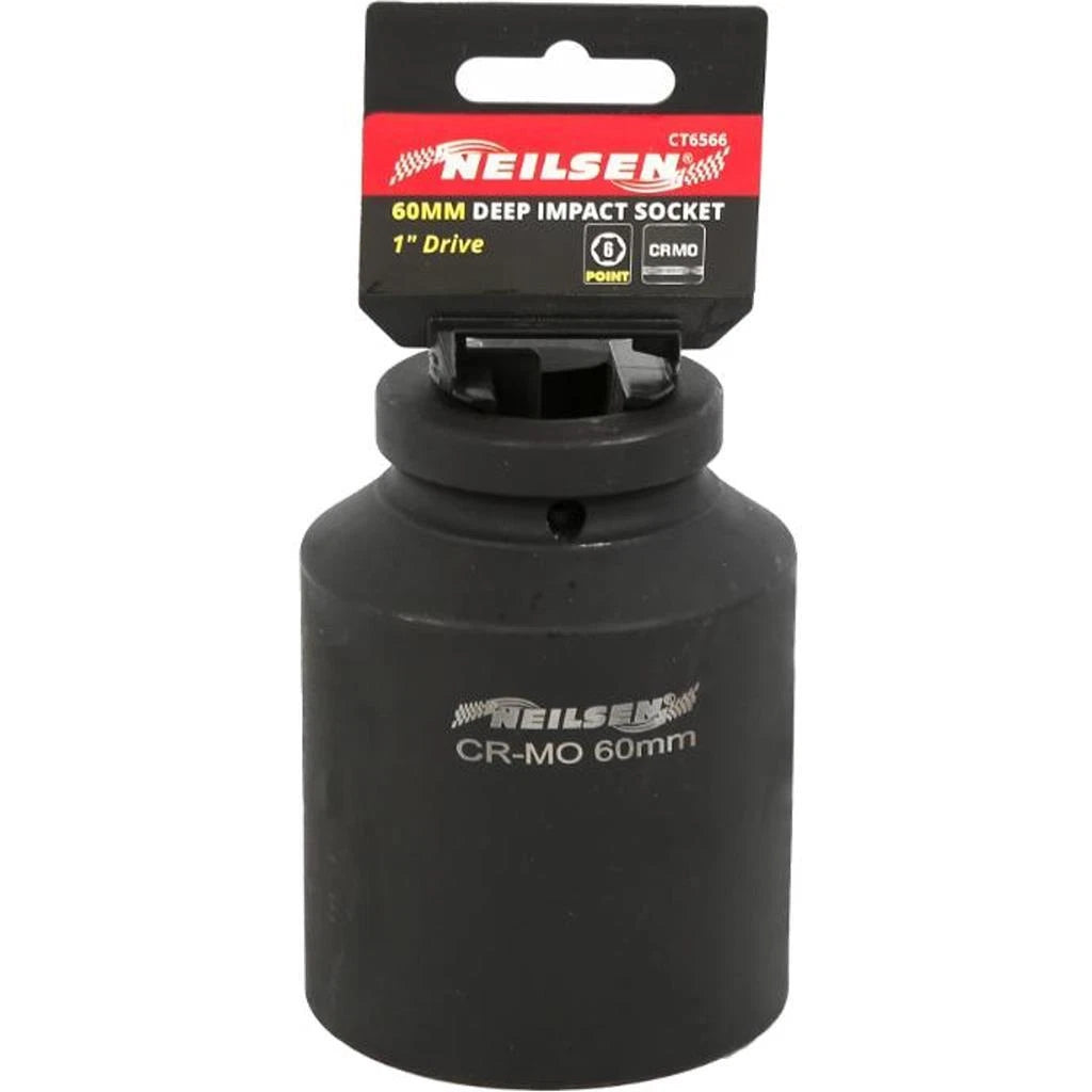 Neilsen 1" Drive Standard Deep Square Metric Single Impact Socket 60mm