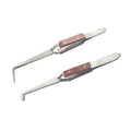 Set Of 2 Fiber Grip Cross Locking Tweezers 90º Bent Tip & 90º Hole