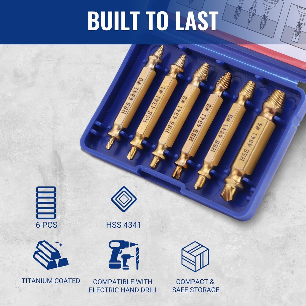 WORKPRO 6PCS Stripped Screw Extractor Set by WORKPRO
